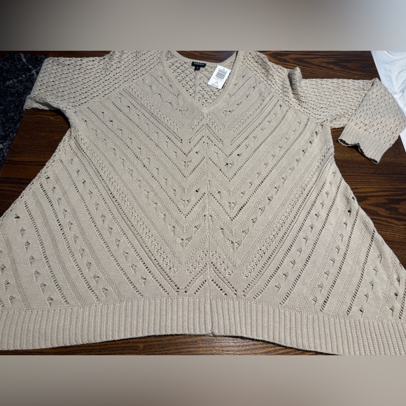 Torrid Sweater Women’s Plus Size 3X Oatmeal Open Knit Pullover Cottagecore NWT - Picture 11 of 16